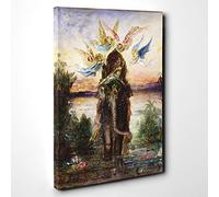Gustave Moreau The Sacred Elephant Canvas Print | Gallery Wrapped 30mm Frame Wall Art | 30x20 inches | Ready to Hang | Modern Animals Picture | Living Room Bedroom Lounge Office
