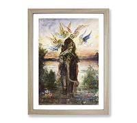 Gustave Moreau The Sacred Elephant Classic Painting Framed Print | A4 Oak Framed Wall Art | Ready to Hang | Classic Animal Picture | Living Room Bedroom Lounge Office