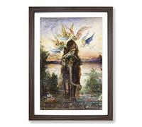 Gustave Moreau The Sacred Elephant Framed Print | A2 Walnut Framed Wall Art | Ready to Hang | Modern Animal Picture | Living Room Bedroom Lounge Office