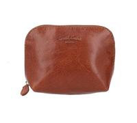 Gusti Leder Studio Leo Genuine Leather Cosmetic Make-Up Beauty Bag Travel Pouch Waterproof Lining Vintage Unisex Red Brown 2A5-20-2wp