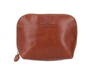 Gusti Leder Studio Leo Genuine Leather Cosmetic Make-Up Beauty Bag Travel Pouch Waterproof Lining Vintage Unisex Red Brown 2A5-20-2wp