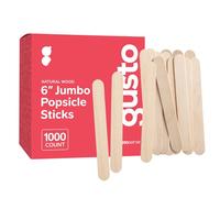 Gusto [1000 Count] Jumbo 6 Inch Wooden Multi-Purpose Popsicle Sticks - Craft, ICES, Ice Cream, Wax, Waxing, Tongue Depressor Wood Sticks - Formerly Comfy Package