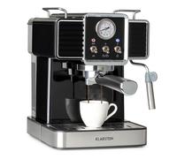 KLARSTEIN Gusto Classico Espresso Maker - Espresso Machine, Portafilter Machine, 1350 Watts, 20 Bar Pressure, Water Tank Volume: 1.5 Litres, Removable Stainless Steel Drip Grid, Colour: Black