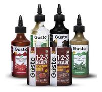Gusto Foods Chinese Sauces Combo | Red & Green Chilli Sauce, Soya Sauce, Chilli Vinegar, Schezwan & Manchurian Gravy | Complete Chinese Cooking Pack