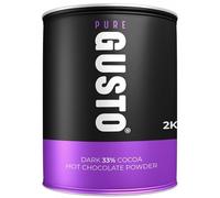 GUSTO Hot Chocolate Powders, West African Cocoa, Vegan & Vegetarian Suitable, Metal Refillable Tin 2KG (GUSTO - DARK Chocolate - 33% Cocoa - 2KG Tin)