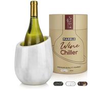 Gusto Nostro Marble Wine Chiller Bucket - 750ml Wine Bottle Cooler and Champagne Chiller for Party, Kitchen, Bar Cart Decor to Chill & Keep Bottles Cold with Unique Wine Lovers Gift Box (White)