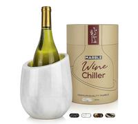 Gusto Nostro Marble Wine Chiller Bucket - 750ml Wine Bottle Cooler and Champagne Chiller for Party, Kitchen, Bar Cart Decor to Chill & Keep Bottles Cold with Unique Wine Lovers Gift Box (White)