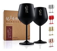 Gusto Nostro Stemmed Stainless Steel Wine Glasses - 18 oz Unbreakable Goblets for Outdoor Pool Party, Anniversary and Wedding Toasting - Elegant Black