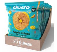 GUSTO SNACKS Crunchy Apple Crisps with Mango Juice - Case of 12 (20g) - 100% Dried Fruit Snacks - No Added Sugar, High in Fibre, Vegan, Vegetarian, Low Calorie, Gluten free, Nut free & Fat Free