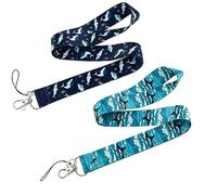Gusumi 17.7inch Cute Long lanyards for id Badges,Cruise Lanyard for Ship Cards,Neck Lanyard Work Badge Holder,id Badge Holder,Key Chain Wallet Lanyard for Men Women Teacher Kids Students,Shark 01