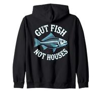 Gut Fish Not Houses Vintage Fishing Ocean Nature Lover Zip Hoodie