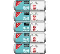 Gut & Günstig 150 bin liners with carry handle, 25 litres, 30 per roll, tear-resistant and liquid-proof, product and packaging recyclable