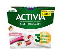 Gut Health Yoghurt Activias Multipacks Rhubarb, Strawberry, Vanilla and Blueberry 4x115g (Rhubarb 4x115g)