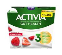 Gut Health Yoghurt Activias Multipacks Rhubarb, Strawberry, Vanilla and Blueberry 4x115g (Strawberry 4x115g)