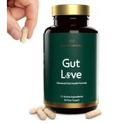 Gut Love, Science-Backed Blend of Prebiotics, Probiotics & Digestive Enzymes, 11 Active Ingredients, Added Ginger & Peppermint Extract, Supports Digestive Health, Vegan, 60 Capsules | Protein Works