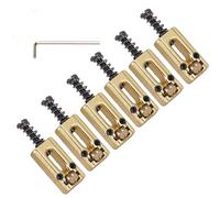 Gutahare 6Pcs Guitar Roller Bridge Saddle Replacement Kit with Mounting Screws and Adjustment Wrench for Fender Strat/Tele Style Electric Guitar (Gold)