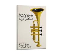 GUTAITER 1997 Freedom Jazz Concert Retro Golden Trumpet Motivational Poster Vintage Decorative Wall Art Canvas Prints for Room Aesthetic12x18inch(30x45cm) Frame-style-1