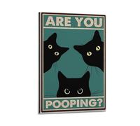 GUTAITER Are You Pooping-Black Cat Vintage Motivational Poster Attractive Retro Wall Art Canvas Prints for Room Aesthetic 24x36inch(60x90cm) Frame-style