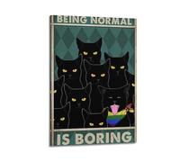 GUTAITER Being Normal Is Boring-Black Cat Vintage Motivational Poster Attractive Retro Wall Art Canvas Prints for Room Aesthetic 24x36inch(60x90cm) Frame-style