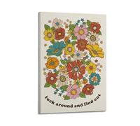 GUTAITER Fuck Around And Find Out Funny Print Poster Attractive Retro Wall Art Canvas Prints for Room Aesthetic 20x30inch(50x75cm) Frame-style