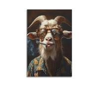 GUTAITER Funky Goat in Fashion Glasses Posters Retro Aesthetic Inspiring Wall Art Canvas Prints for Classroom Ofiice08x12inch(20x30cm) Unframe-style