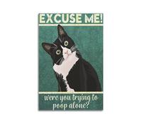 GUTAITER Funny Cat Excuse Me-were You Turning to Poop Alone Posters Retro Aesthetic Inspiring Wall Art Canvas Prints for Classroom Ofiice24x36inch(60x90cm) Unframe-style-1