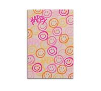 GUTAITER Happy Smiling Cartoon Faces & Bold Happy Lettering Art Poster Attractive Retro Wall Art Canvas Prints for Room Aesthetic 20x30inch(50x75cm) Unframe-style