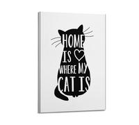 GUTAITER HOME IS WHERE MY CAT IS Posters Retro Aesthetic Inspiring Wall Art Canvas Prints for Classroom Ofiice12x18inch(30x45cm) Frame-style