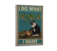 GUTAITER I Do What I Want-Black Cat Vintage Motivational Poster Attractive Retro Wall Art Canvas Prints for Room Aesthetic 12x18inch(30x45cm) Frame-style