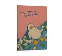GUTAITER It's Okay to Not Be Okay Therapist Art Print, Playful Duck Motivational Poster Funny Decorative Wall Art Canvas Prints for Room Aesthetic24x36inch(60x90cm) Frame-style
