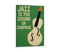 GUTAITER Jazz Is The Sound of Surprise Music Quote Print - Modern Double Bass Motivational Poster Funny Decorative Wall Art Canvas Prints for Room Aesthetic16x24inch(40x60cm) Frame-style