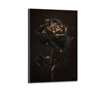 GUTAITER Modern Vintage Black Rose Flower Posters Retro Aesthetic Inspiring Wall Art Canvas Prints for Classroom Ofiice24x36inch(60x90cm) Frame-style