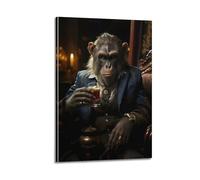 GUTAITER Monkey Business Posters Retro Aesthetic Inspiring Wall Art Canvas Prints for Classroom Ofiice16x24inch(40x60cm) Frame-style