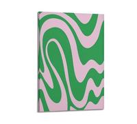 GUTAITER Pink Green Wavy Marble Lines Print Motivational Poster Vintage Decorative Wall Art Canvas Prints for Room Aesthetic08x12inch(20x30cm) Frame-style