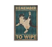 GUTAITER Remember To Wipe-Black Cat Vintage Motivational Poster Attractive Retro Wall Art Canvas Prints for Room Aesthetic 08x12inch(20x30cm) Unframe-style
