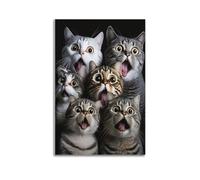 GUTAITER Surprised Expressions of Cats Posters Retro Aesthetic Inspiring Wall Art Canvas Prints for Classroom Ofiice08x12inch(20x30cm) Unframe-style