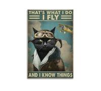 GUTAITER That's What I Do I Fly-Black Cat Vintage Motivational Poster Attractive Retro Wall Art Canvas Prints for Room Aesthetic 12x18inch(30x45cm) Unframe-style