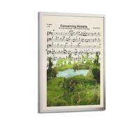 GUTAITER The Shire Concerning Hobbits Sheet Music Posters Retro Aesthetic Inspiring Wall Art Canvas Prints for Classroom Ofiice20x30inch(50x75cm) Frame-style-1