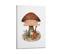 GUTAITER Under The Awning Frog Is Playing Violin Motivational Poster Funny Decorative Wall Art Canvas Prints for Room Aesthetic16x24inch(40x60cm) Frame-style