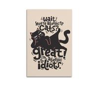 GUTAITER Wait You're Allergic Cats-Black Cat Motivational Posters Retro Aesthetic Inspiring Wall Art Canvas Prints for Classroom Ofiice24x36inch(60x90cm) Unframe-style-1