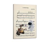 GUTAITER Wall-E And Eve La Vie En Rose Sheet Music Posters Retro Aesthetic Inspiring Wall Art Canvas Prints for Classroom Ofiice08x12inch(20x30cm) Frame-style