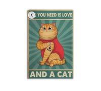 GUTAITER What You Need Is Love-Ginger Cat Vintage Motivational Poster Attractive Retro Wall Art Canvas Prints for Room Aesthetic 12x18inch(30x45cm) Unframe-style