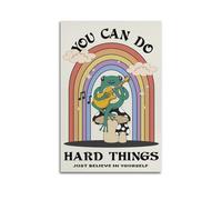 GUTAITER You Can Do Hard Things Motivational Poster Attractive Retro Wall Art Canvas Prints for Room Aesthetic 24x36inch(60x90cm) Unframe-style