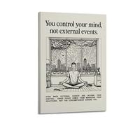 GUTAITER You Control Your Mind- Motivational Illustration Posters Retro Aesthetic Inspiring Wall Art Canvas Prints for Classroom Ofiice20x30inch(50x75cm) Frame-style-3