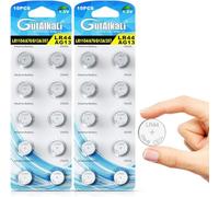 GutAlkaLi LR44 Battery Pack of 20 - 1.5V Batteries for Watches, Hearing Aids, Glucometer, Key Fobs and Small Electronics - Silver Oxide Chemistry Provides Stable Voltage and Long Lifespan