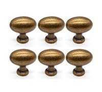Gutapo 6 Pack Oval Solid Antique Brass Cabinet Knobs, 1-3/8 inch(35mm) Zinc Alloy Vintage Egg Knob Pulls for Cabinets Dresser Drawers
