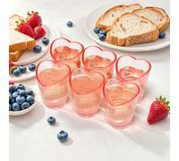 Gute 6 Pack Pink Shot Glasses Set,1.5oz Heart Shaped Shot Glasses Sets with Heavy Base,for Whiskey, Tequila, Spirits & Liquors Valentine's Day, Bachelor Party (Pink)