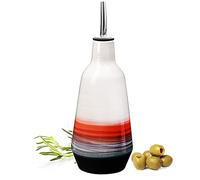 Gute Ceramic Olive Oil and Vinegar Dispenser Bottle - Perfect Home Decor Gift - 400ml Carafe with Pourers - Blue - 9" H 3" W