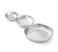 GUTE Cluster of 3 Bowls - Modern Luxury Aluminum Decorative Sculpture | Centerpiece Décor for Dining or Living Room Table Accent | Artistic Display Bowl Set | 14.3" x 6.3" x 1.2" | Silver Finish