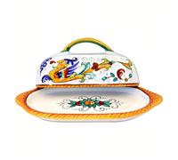 Gute Deruta Italy by | Raffaellesco Butter Dish | Handcrafted & Handpainted Italian Ceramics | Authentic Italian Pottery Handmade in Deruta, Italy